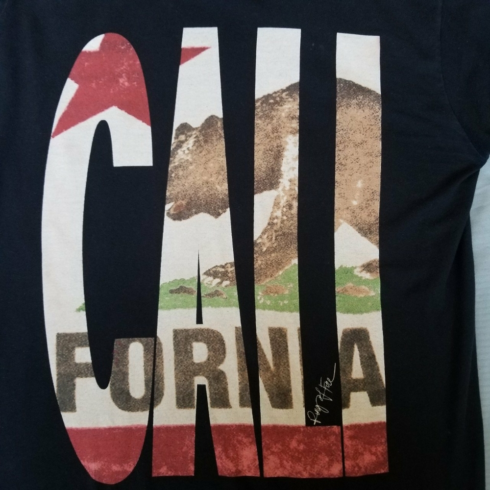 Ring of Fire black California flag t-shirt. With t